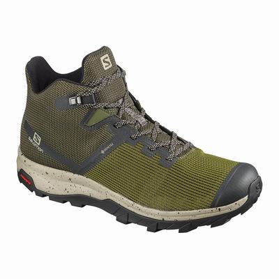 Férfi Salomon OUTLINE PRISM MID GORE-TEX Túracipő SA3895716 Olivazöld/Fekete